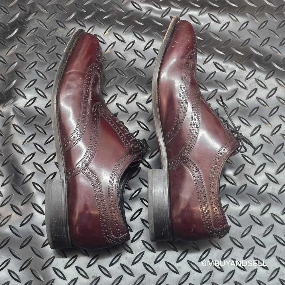Florsheim Mens 10.5 Burgundy Leather Wingtip Oxford Dress Shoes Brogue 232481 05